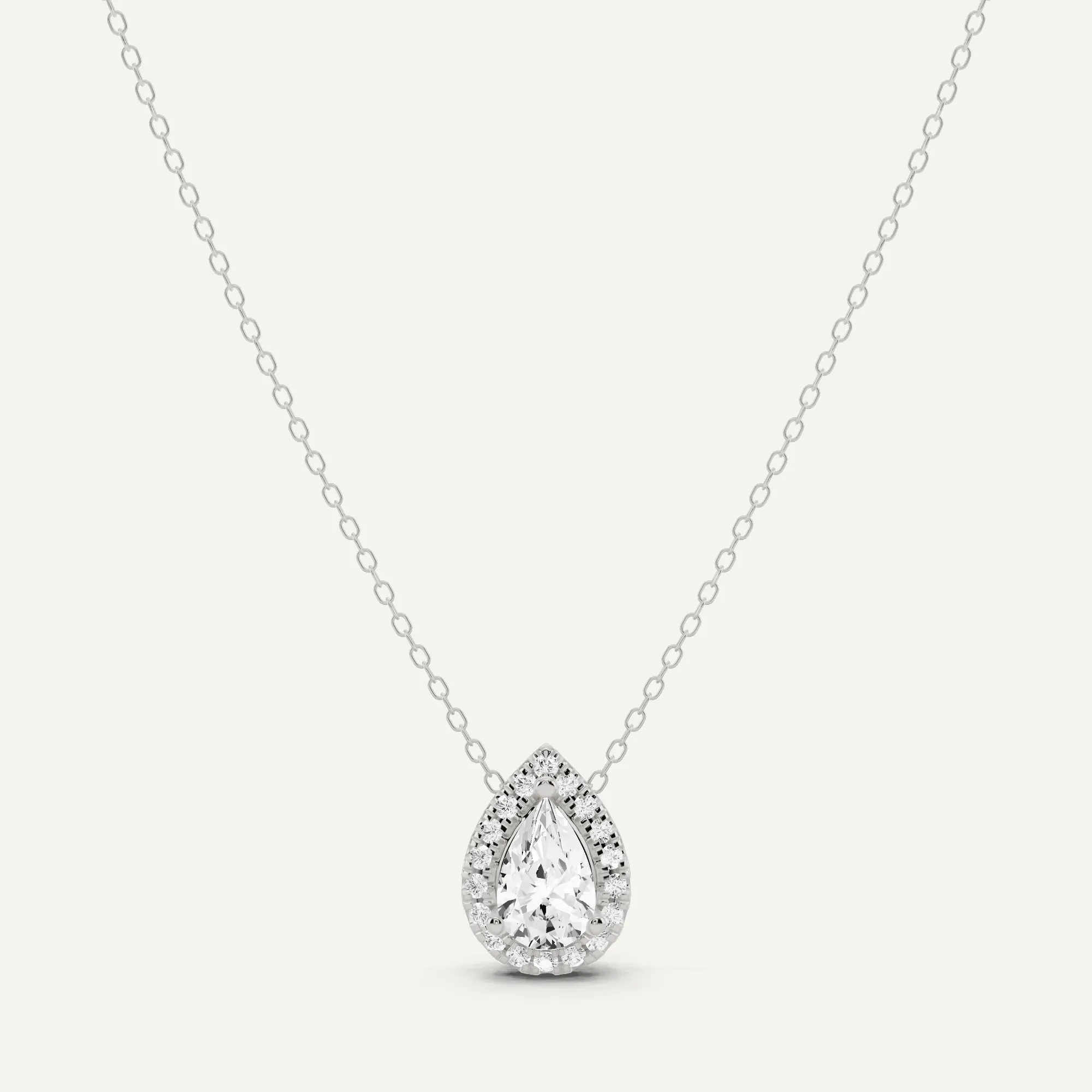 1 1/5 ctw Pear Diamond Halo Fashion Pendant