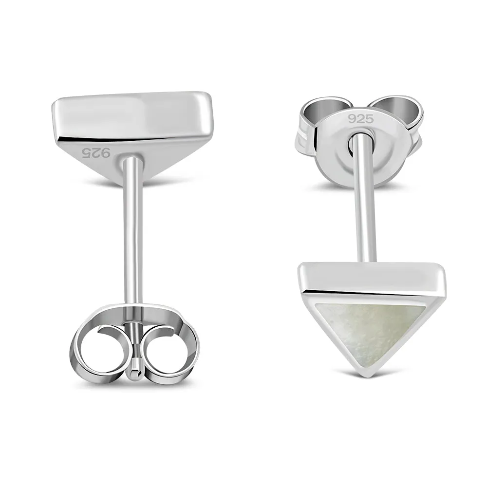 7.00mm | Mother of Pearl Triangle Silver Stud Earrings