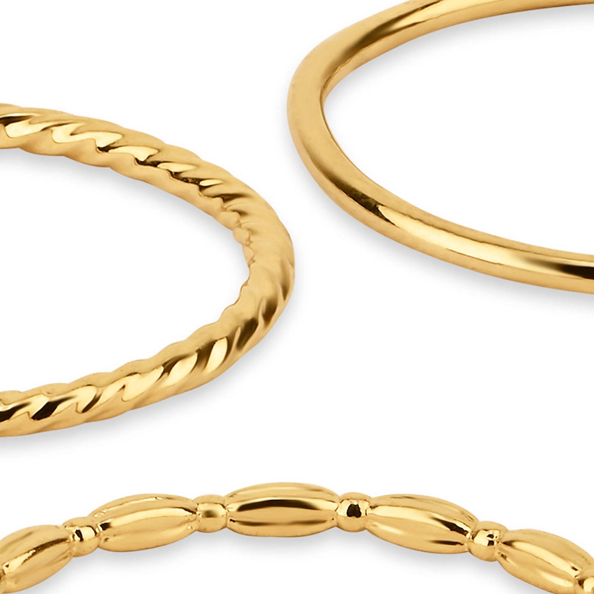 Accessorize London Women 14k Gold-Plated Delicate Rings Set of 3-Large