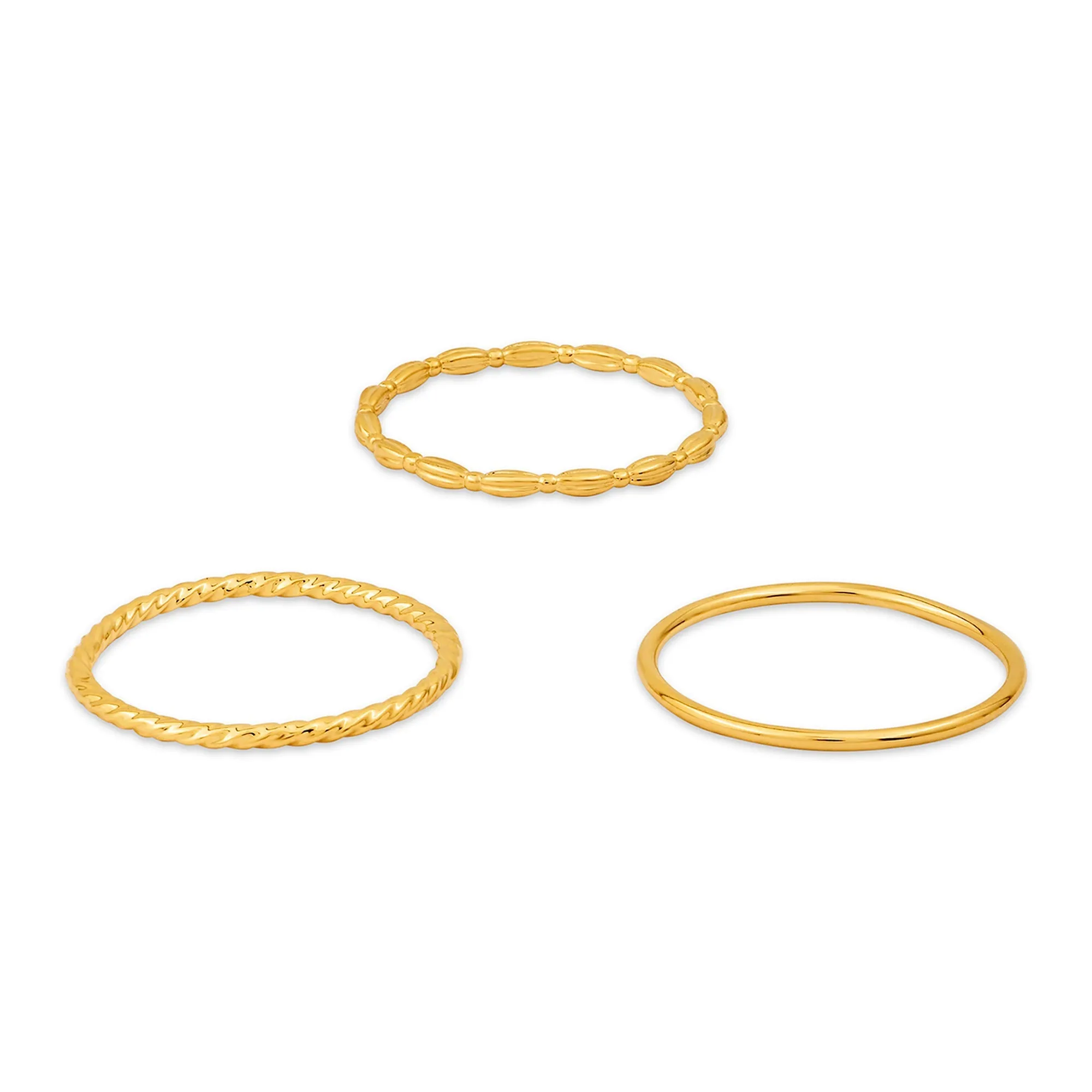 Accessorize London Women 14k Gold-Plated Delicate Rings Set of 3-Large