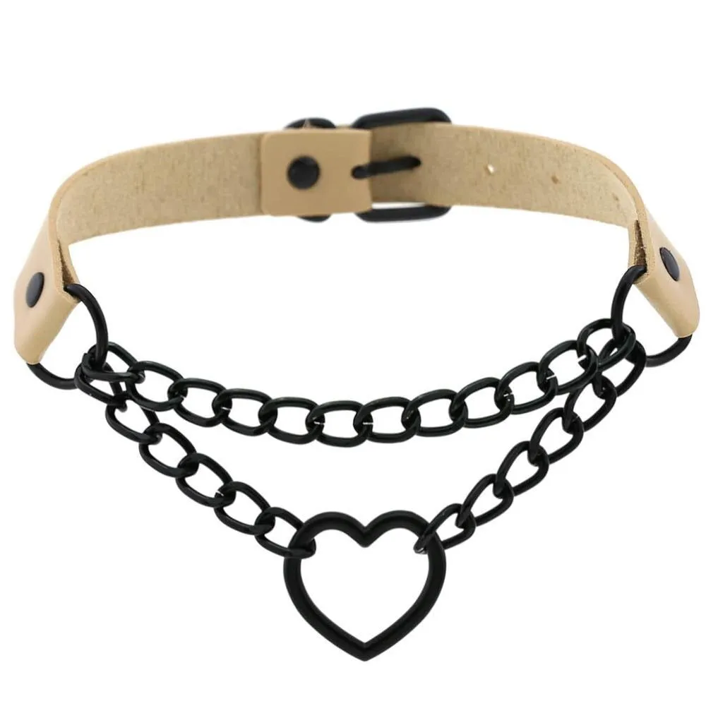All Black Heart Chain Choker for Girls / Female Collar Choker / Women's Accessories for Halloween