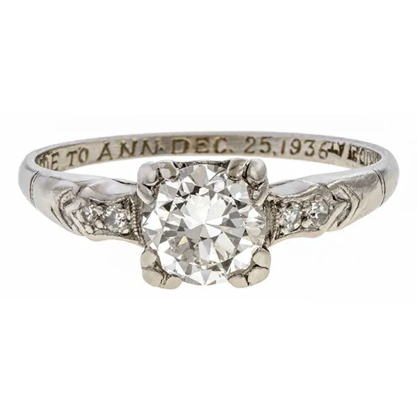 Art Deco Diamond Engagement Ring, TRB 0.67ct, 1936