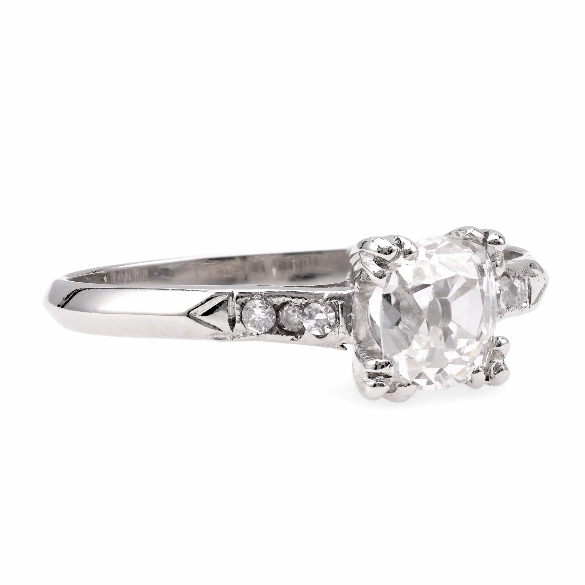Art Deco GIA .74 Carat Old Mine Diamond Platinum Engagement Ring