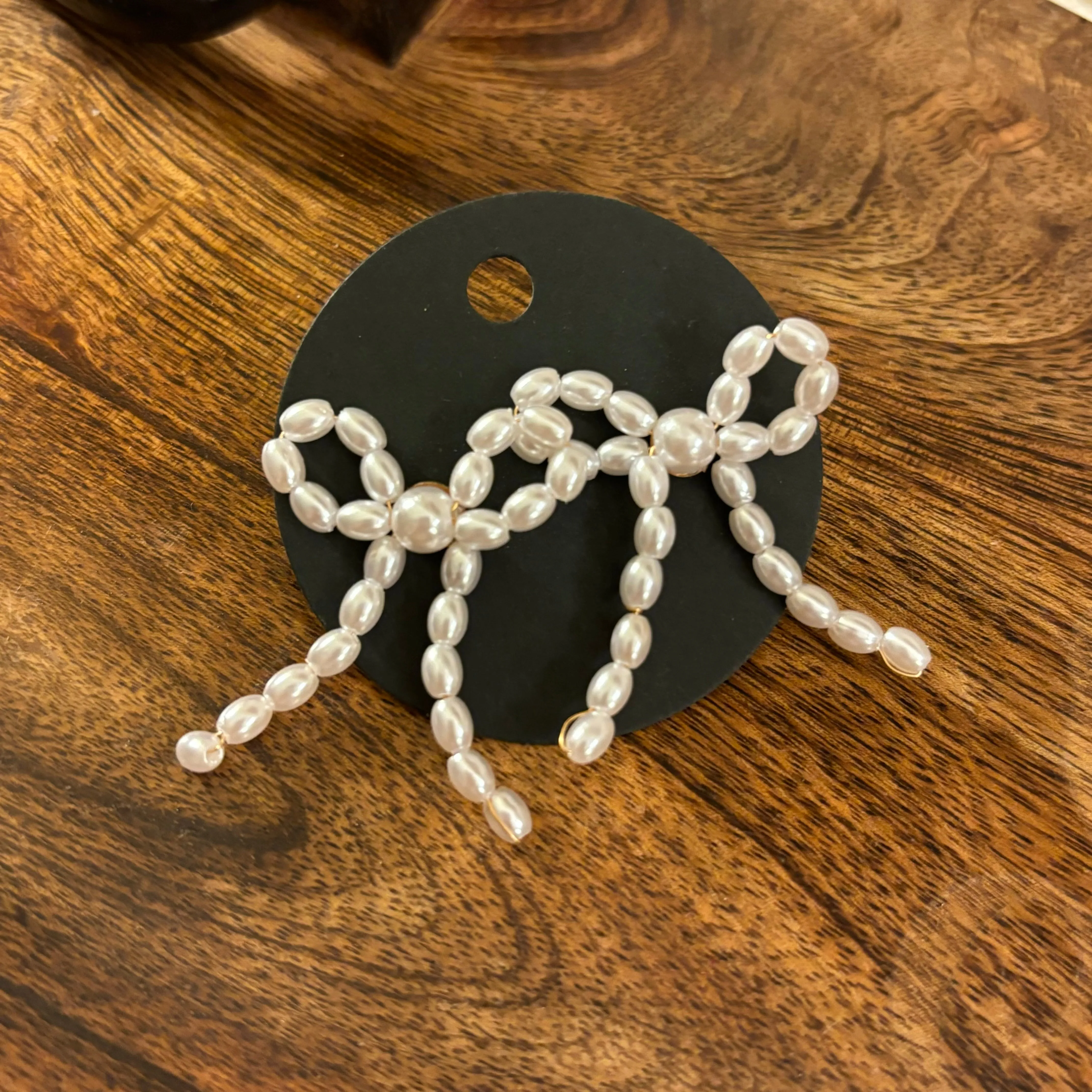 Bow Faux Pearl Post Back Earrings