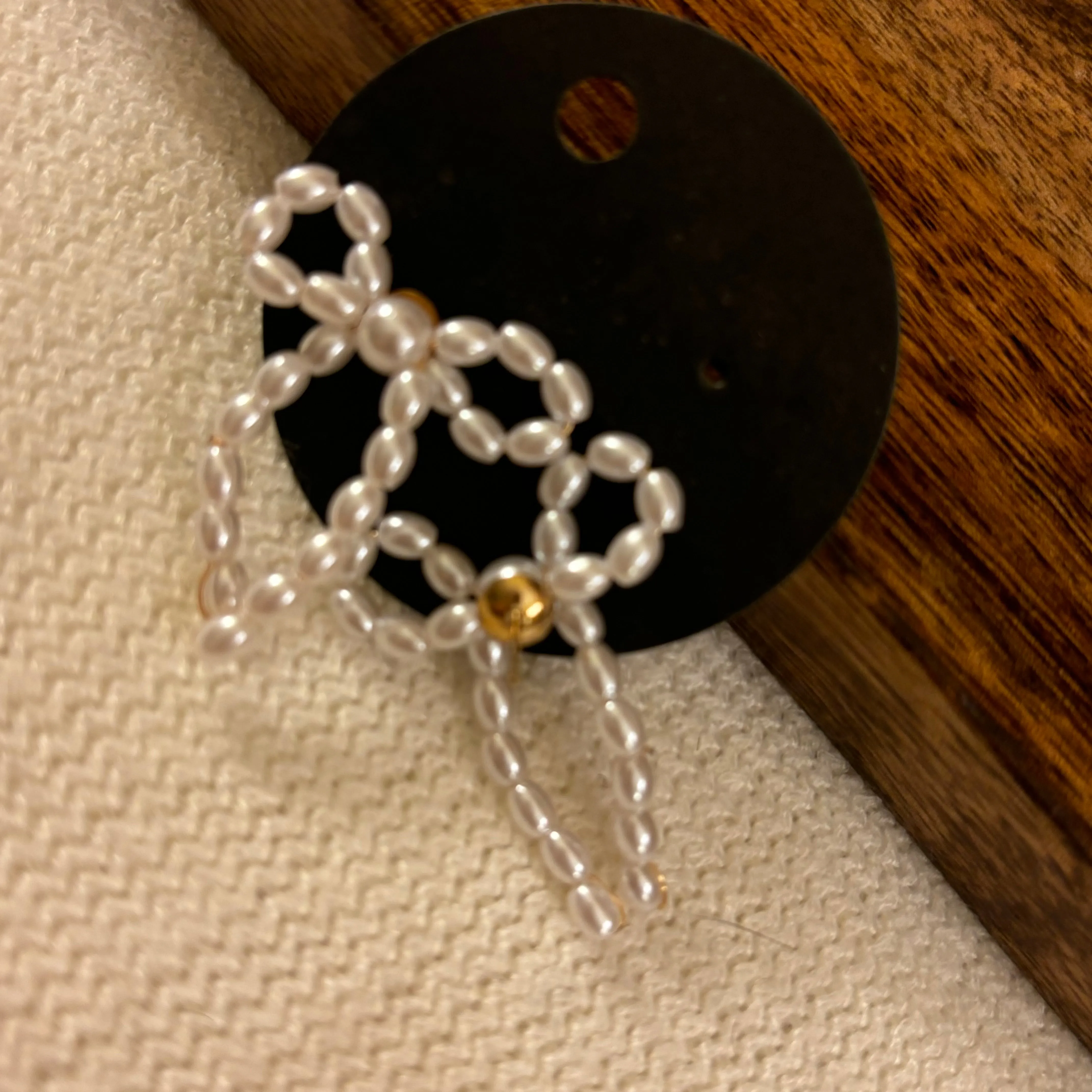 Bow Faux Pearl Post Back Earrings