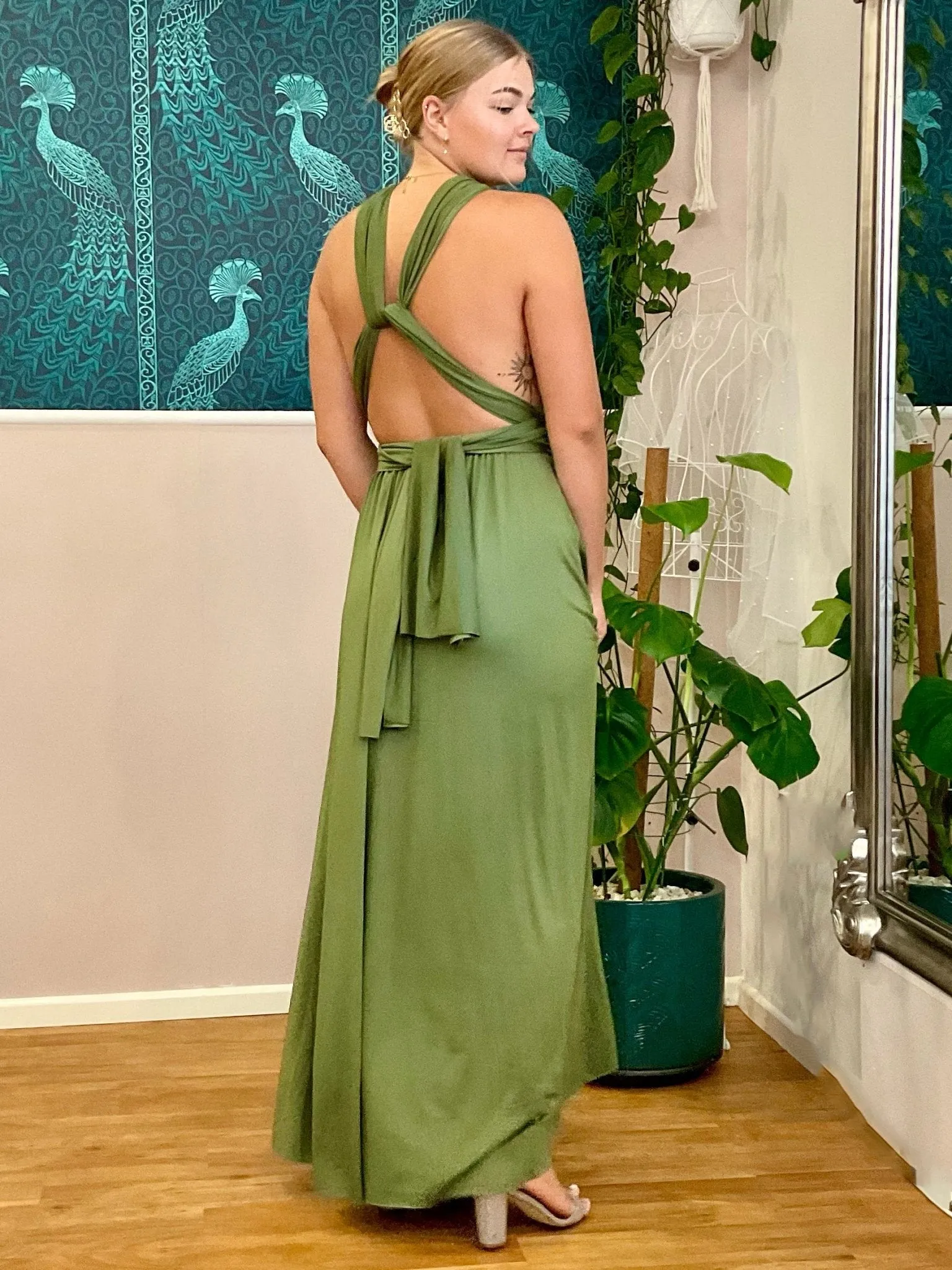 Bright Olive Infinity bridesmaid dress Express NZ wide