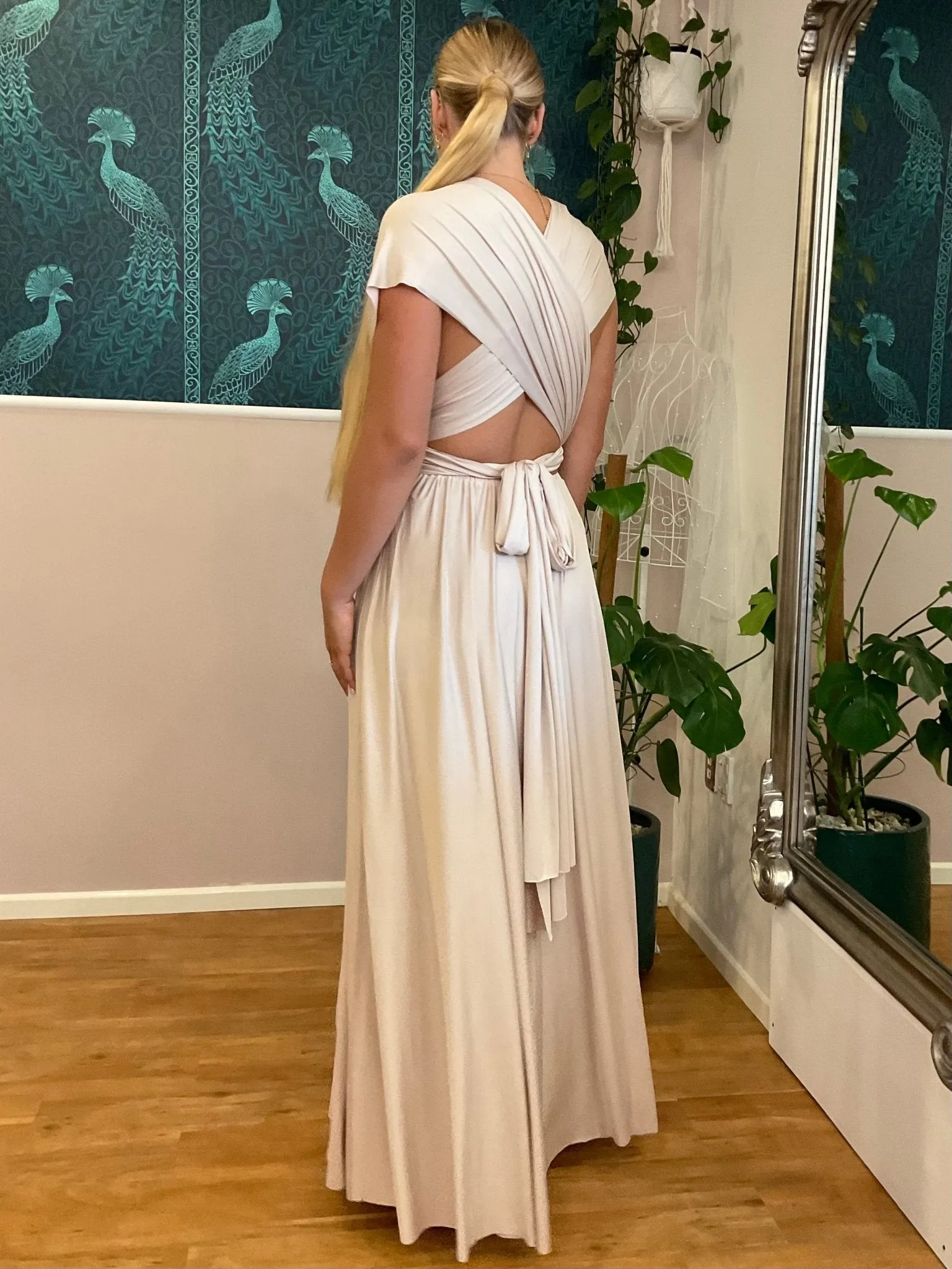 Champagne Infinity bridesmaid dress Express NZ wide