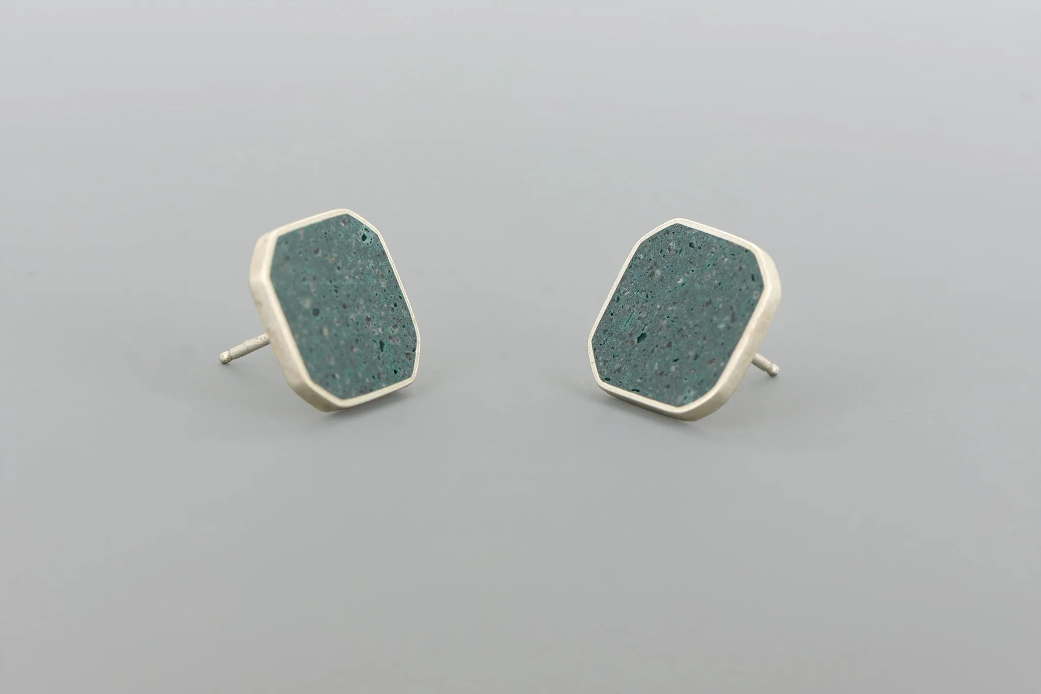 Cluster Stud Earrings SILVER   CONCRETE Ocean Green