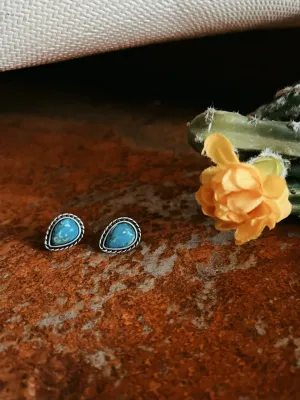 Drop Gemstone Stud Earrings