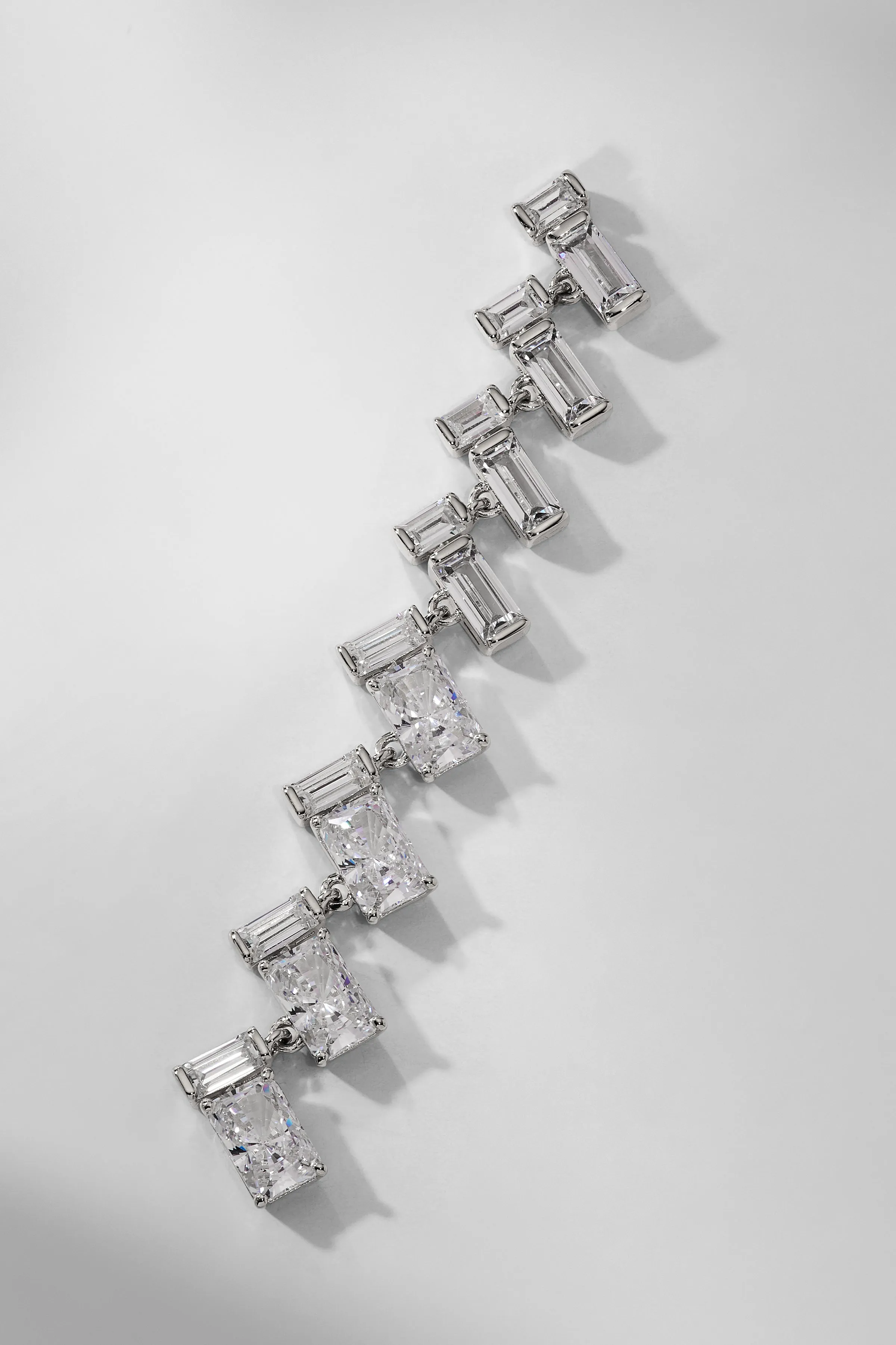 GWEN HERRINGBONE CZ LINEAR EARRINGS