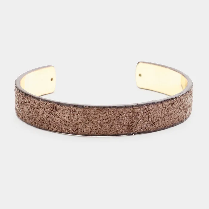 iLLASPARKZ Glitter Leather Textured Cuff Bracelet