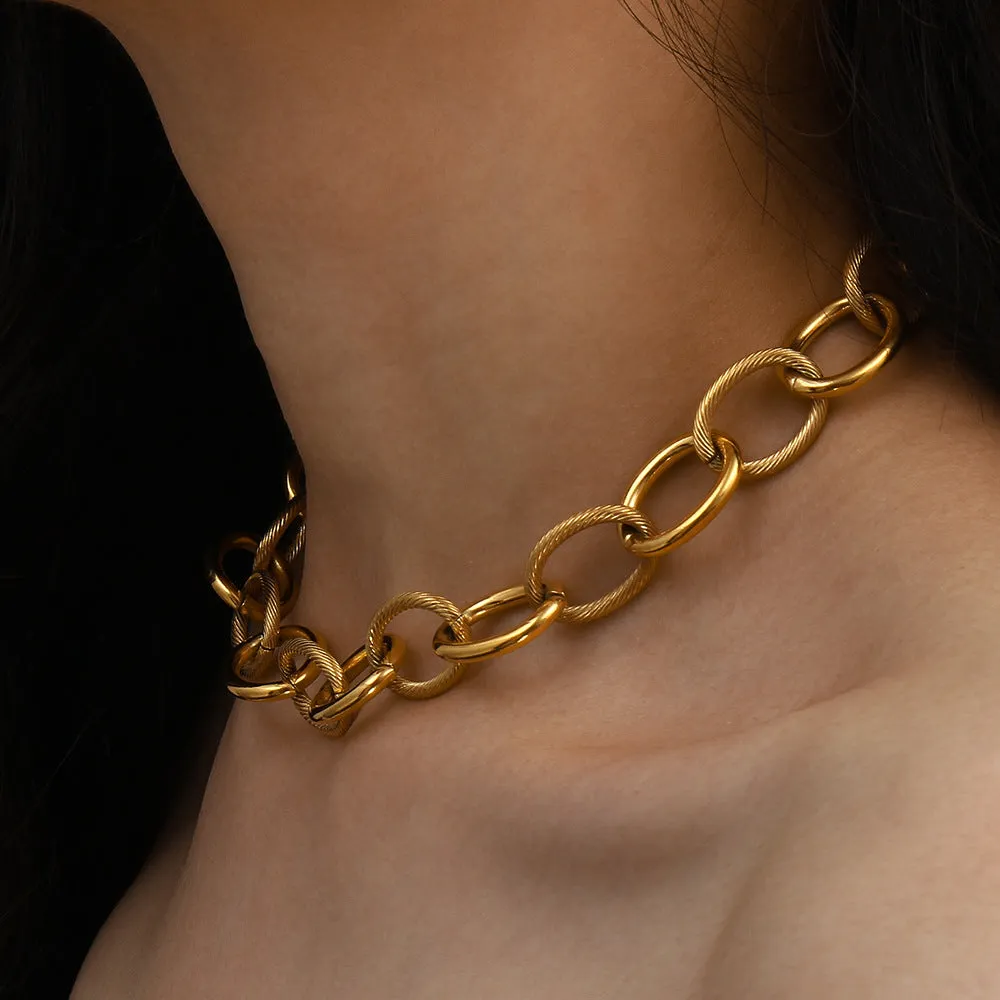 Minimalist Circle Geometric Stainless Steel 18K Gold Plated Necklaces