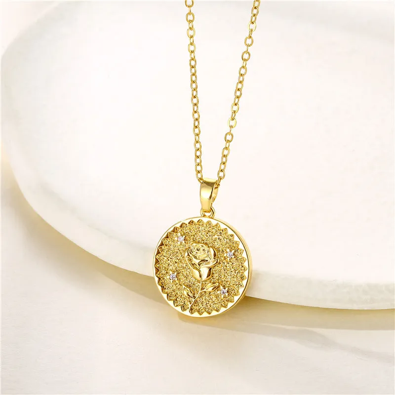 Minimalist Flower Stainless Steel Electroplating Necklaces