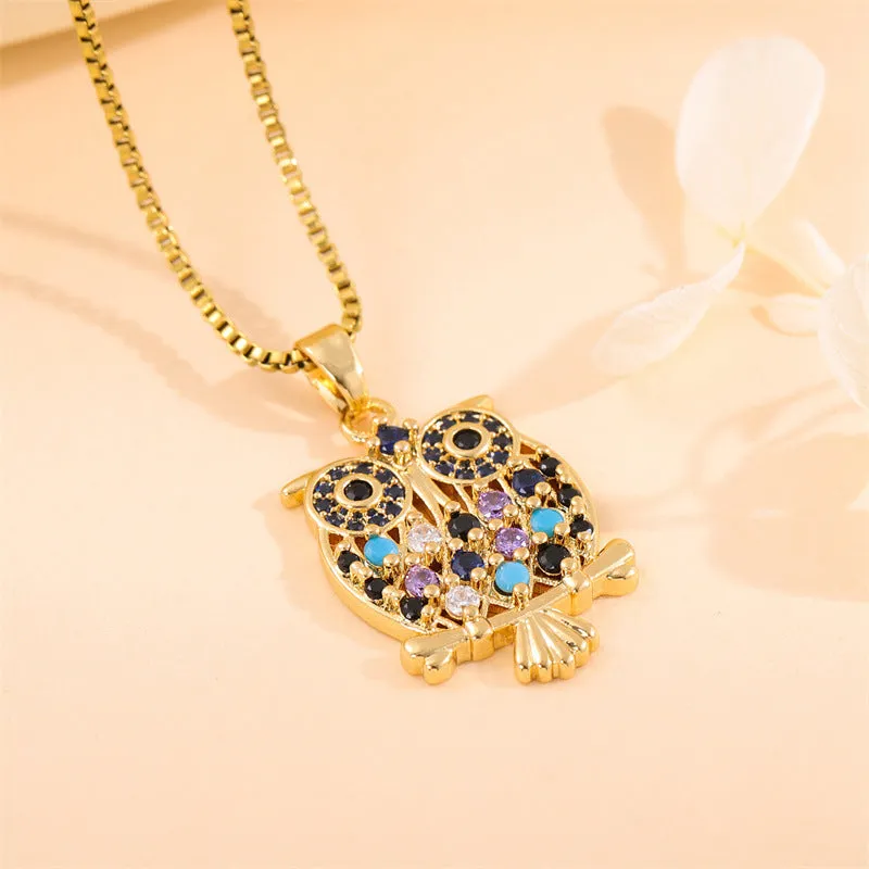 Minimalist Owl Stainless Steel Electroplating Necklaces
