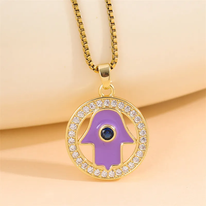 Minimalist Palm Stainless Steel Electroplating Necklaces