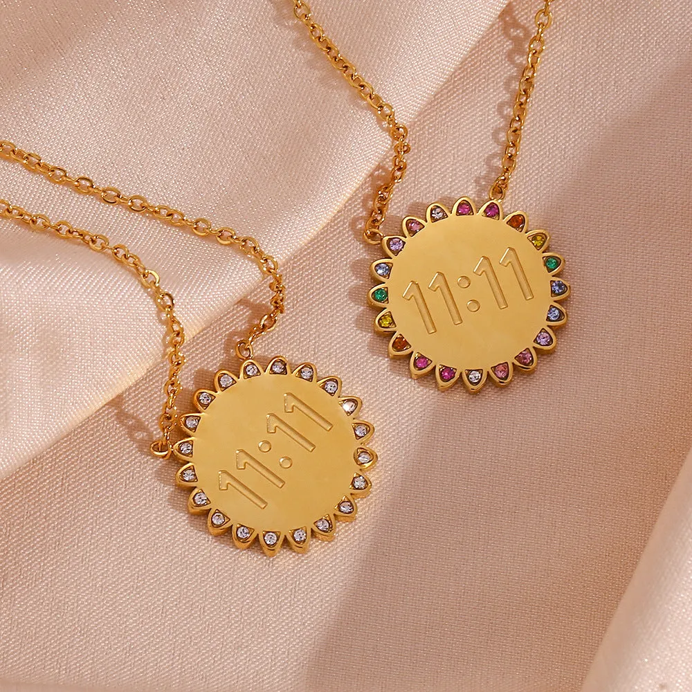 Minimalist Round Geometric Stainless Steel 18K Gold Plated Necklaces