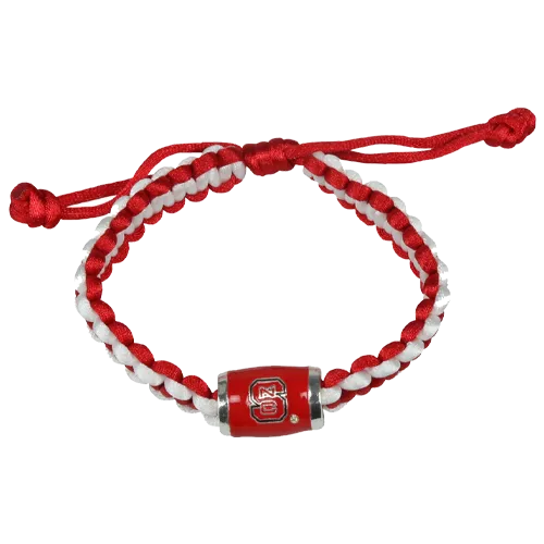 NC State Wolfpack Silk Braided Bracelet w/Block S Charm