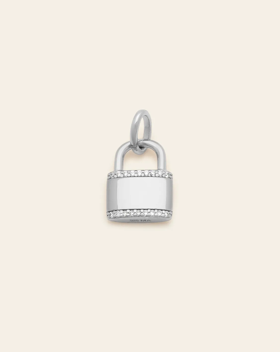 Pave Lock Pendant - Sterling Silver