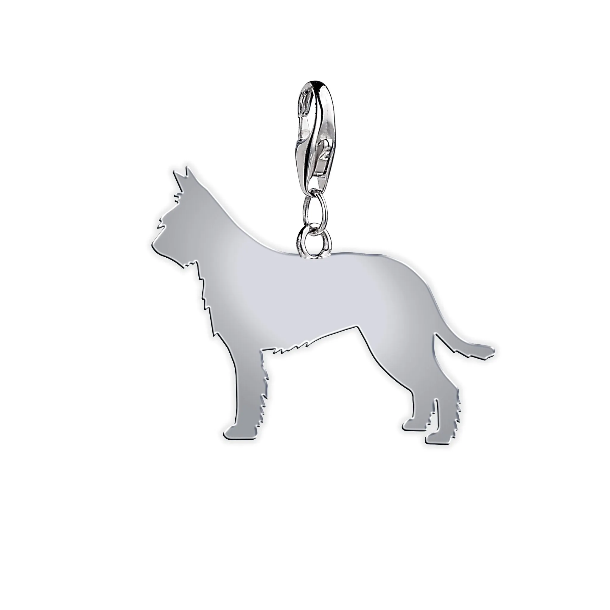 Picardy Sheepdog Silhouette Silver Charm