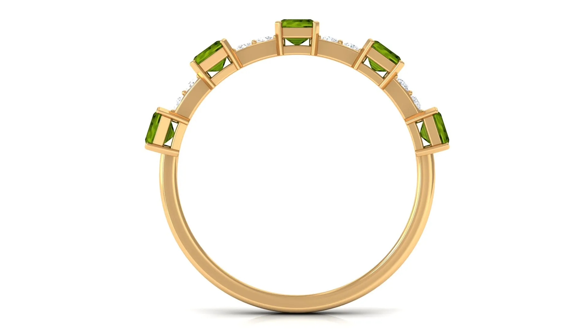 Real Peridot and Diamond Half Eternity Ring