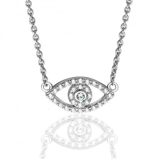 Silver & Co Small Open Evil Eye Pendant with Cubic Zirconia SPG0047