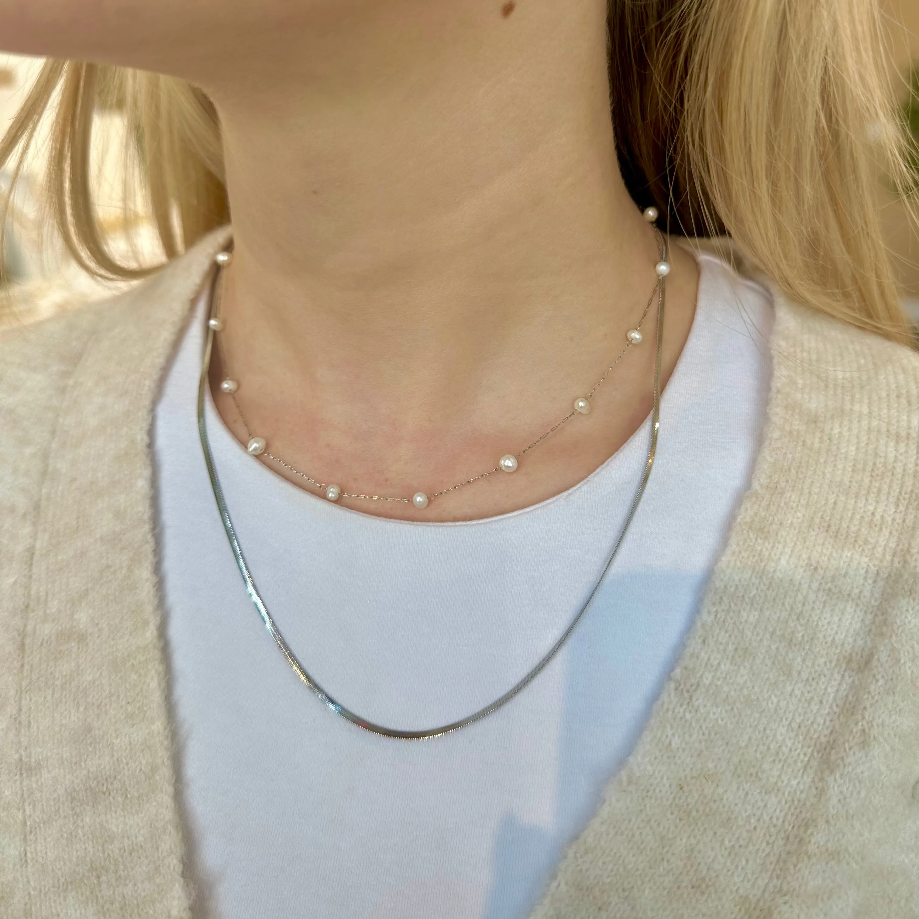 Silver Camille Pearl Necklace