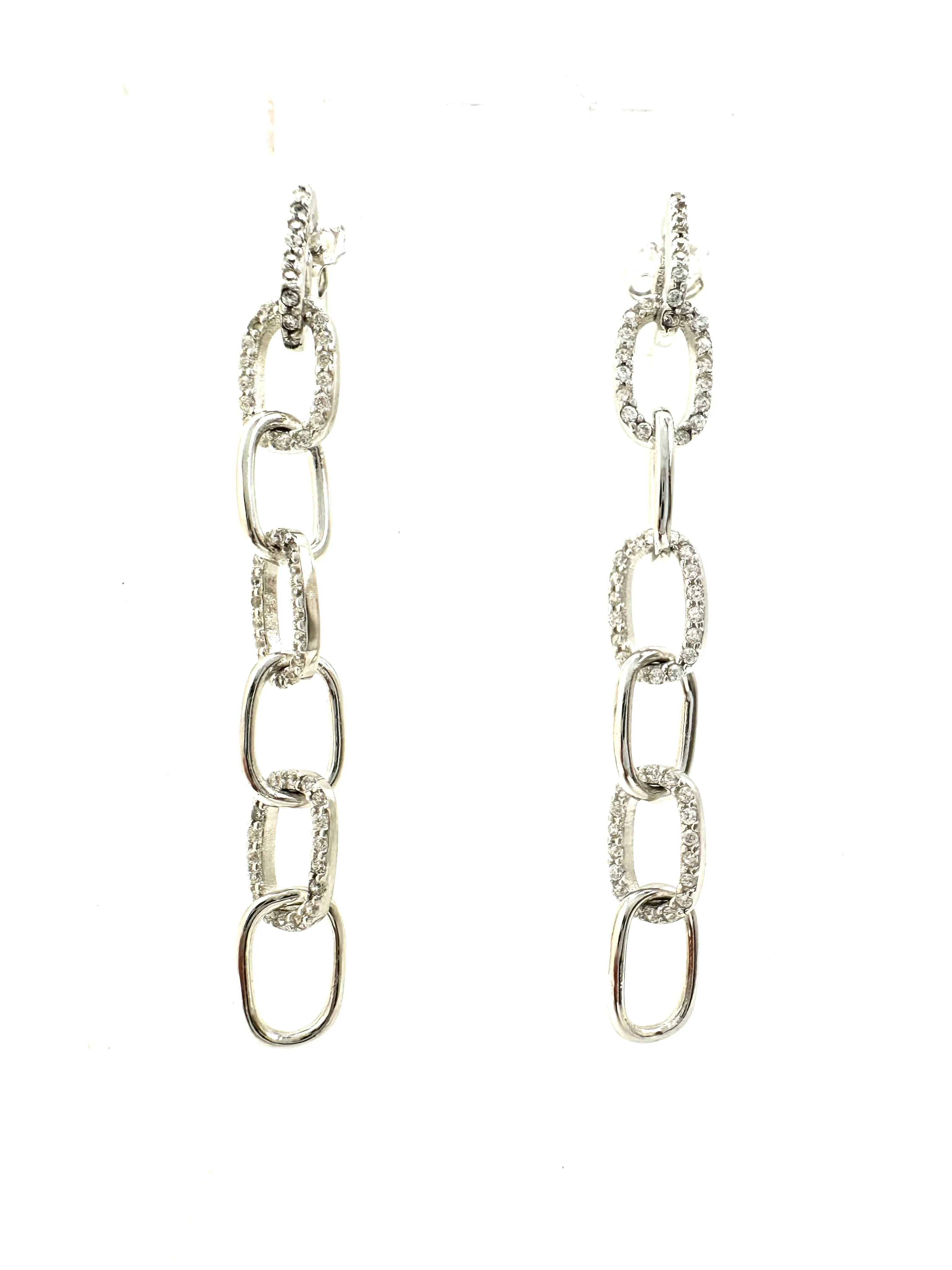 Sterling CZ Chain Earrings