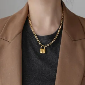 Thick Chain Lock Head Fashion Necklace