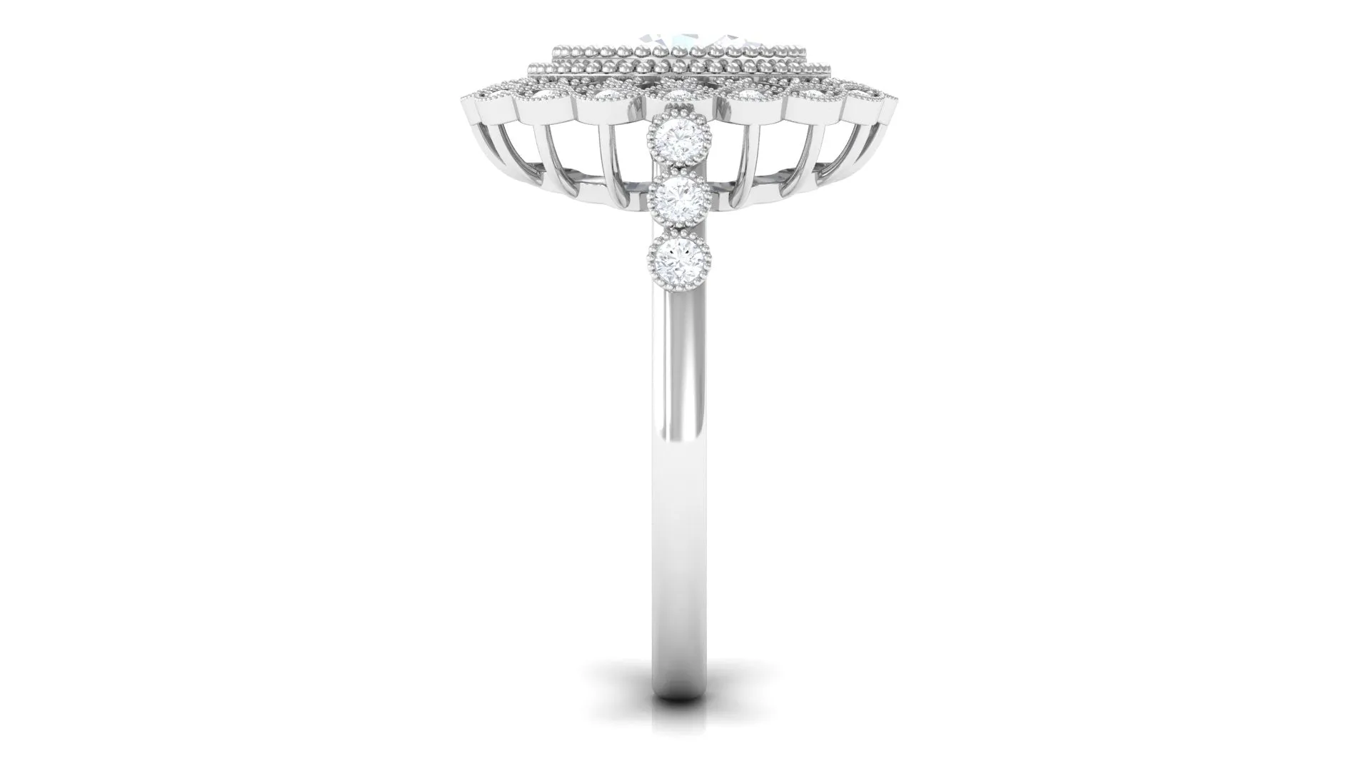 Vintage Style Oval Lab Grown Diamond Statement Engagement Ring