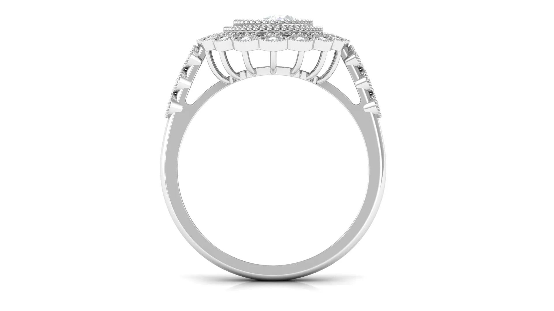 Vintage Style Oval Lab Grown Diamond Statement Engagement Ring