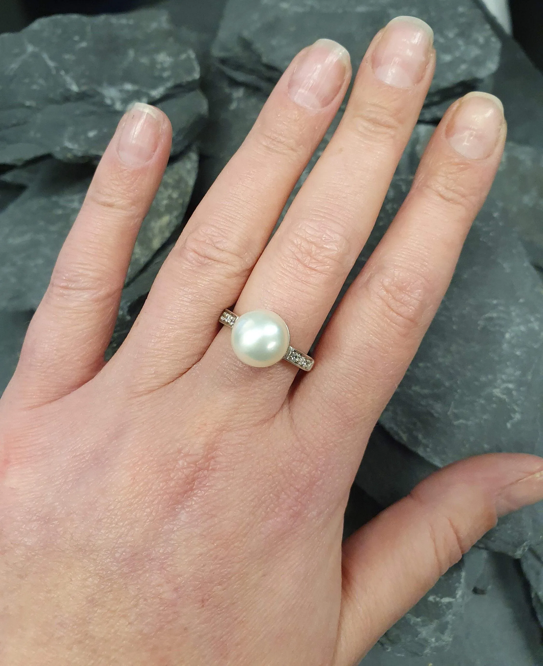 White Pearl Ring - Pearl Vintage Ring - Statement Pearl Ring